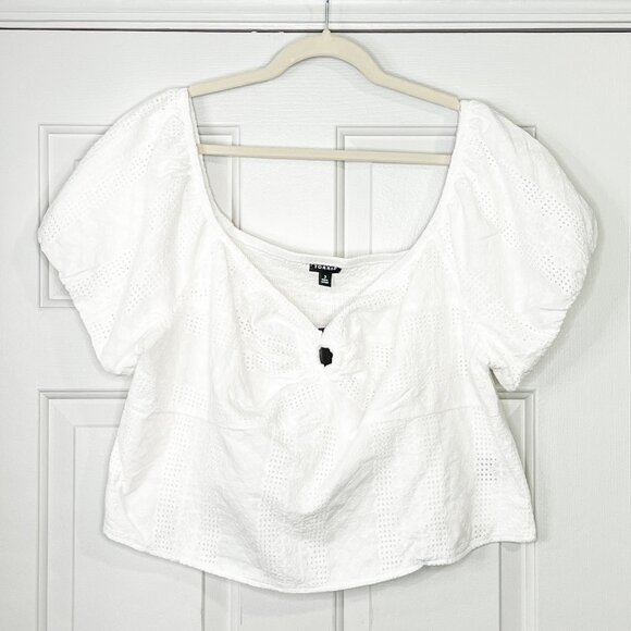 Torrid Eyelet Cotton Keyhole Off Shoulder Crop Top - Picture 3 of 7